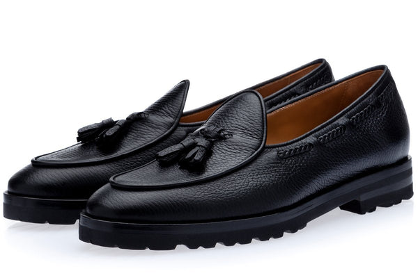 Belgian Shoes The Lui Tassel Loafers Black Calf Leather Men\'s 11W NWT Belgian shoes Loafers & Slip-Ons for Men on Sale up to 90  main image 3