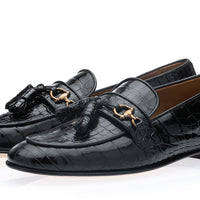 BRUNO CROCODILE BLACK SLIPPERS | Image 1