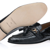 BRUNO CROCODILE BLACK SLIPPERS | Image 2