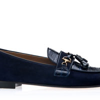BRUNO CROCOSUEDE NAVY SLIPPERS | Image 3
