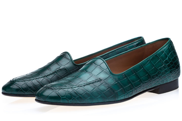 CAPRI CROCODILE GREEN LOAFERS