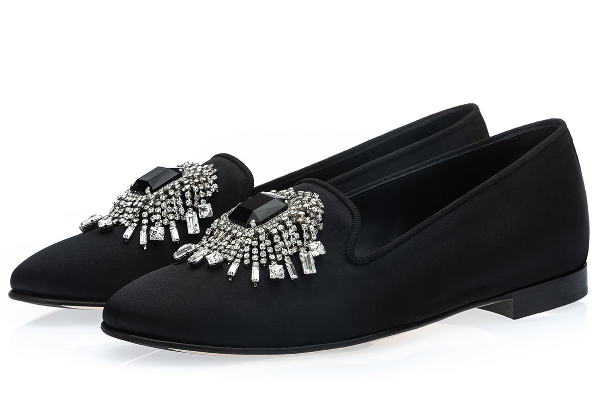 JUPITER SATIN BLACK SLIPPERS WOMAN
