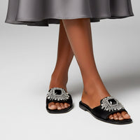 JUPITER SATIN BLACK SANDAL WOMAN | Image 6