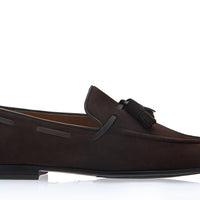 Side profile of the Superglamourous Philippe-R loafer in cocoa brown velukid, displaying its elegant and sleek silhouette | Image 3