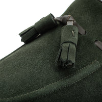 Close-up detail of the Superglamourous Philippe-R musk green loafer, emphasizing the soft velukid suede texture and fine stitching | Image 5