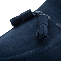 Close-up detail of the Superglamourous Philippe-R navy blue loafer, emphasizing the soft velukid suede texture and fine stitching | Image 5