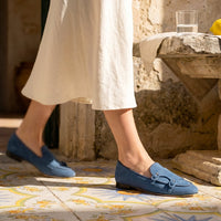 TANGERINE 7 W SUEDE BLUE BELGIAN LOAFERS WOMAN | Image 6