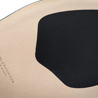 Close-up of the underside of a shoe showing a beige leather insole with a black non-slip grip pad and embossed text reading 'SUPERGLAMOUROUS'. | Image 6