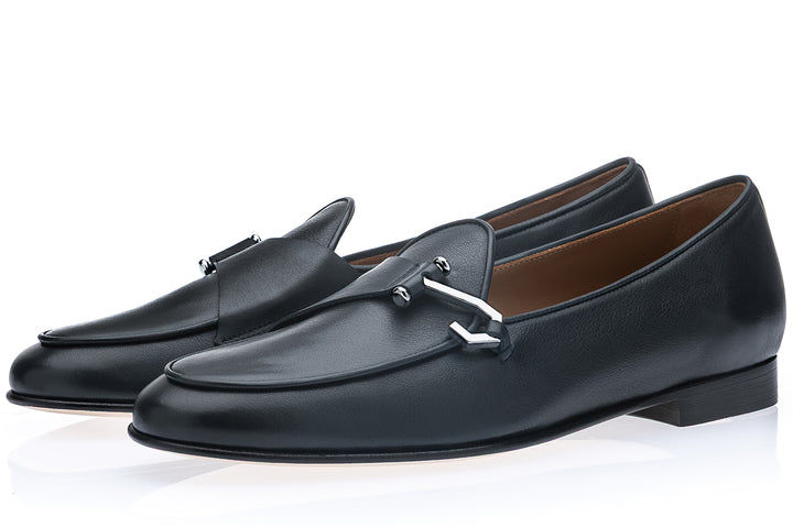 TANGERINE 16 GUANTO NAVY BELGIAN LOAFERS