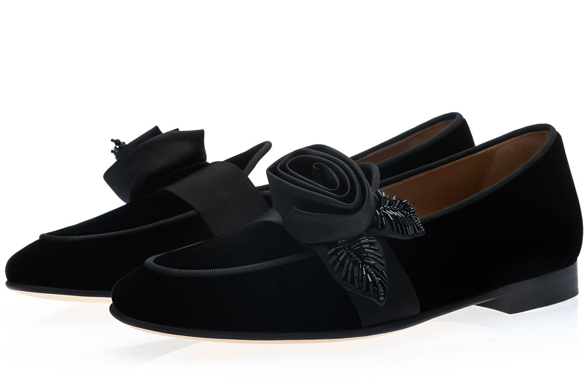 TANGERINE 17 VELOUR BLACK BELGIAN LOAFERS