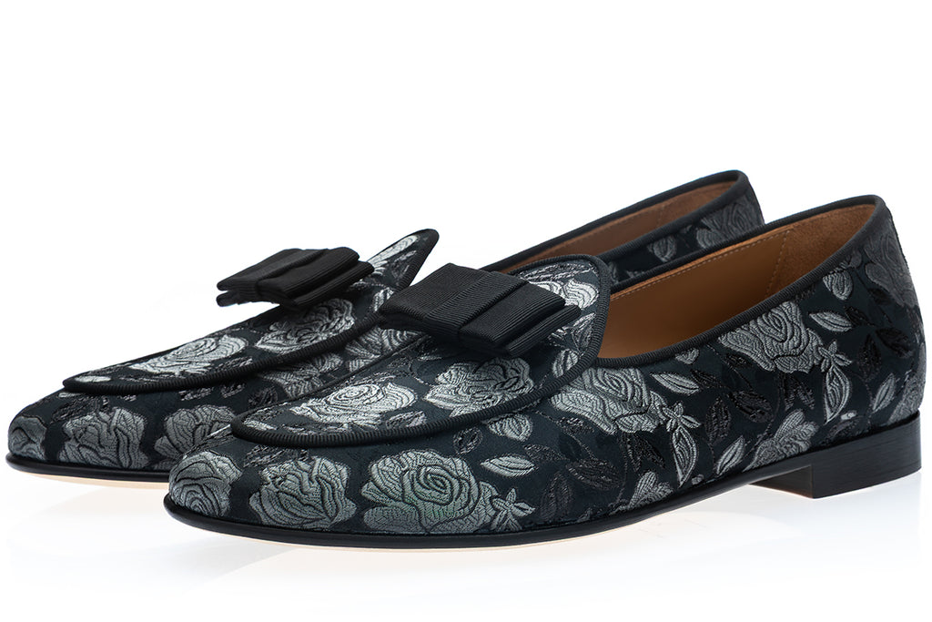 TANGERINE 3 FLORALUX BLACK BELGIAN LOAFERS