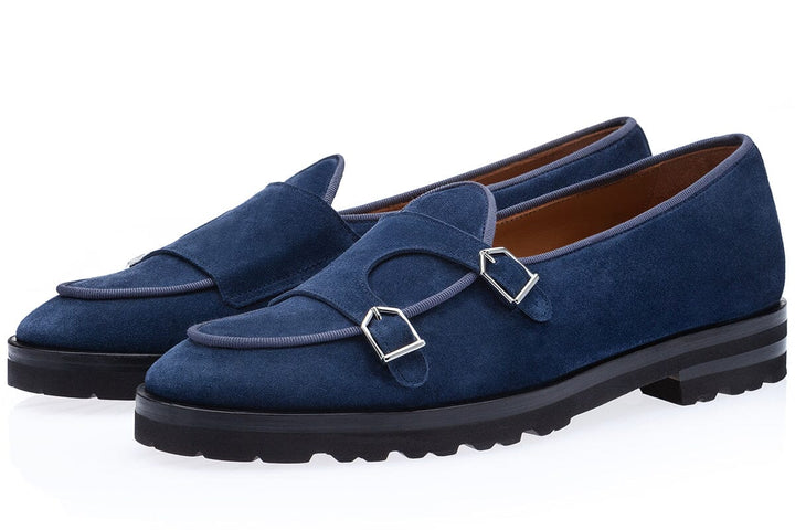 MILANO - Royal blue suede calfskin loafers
