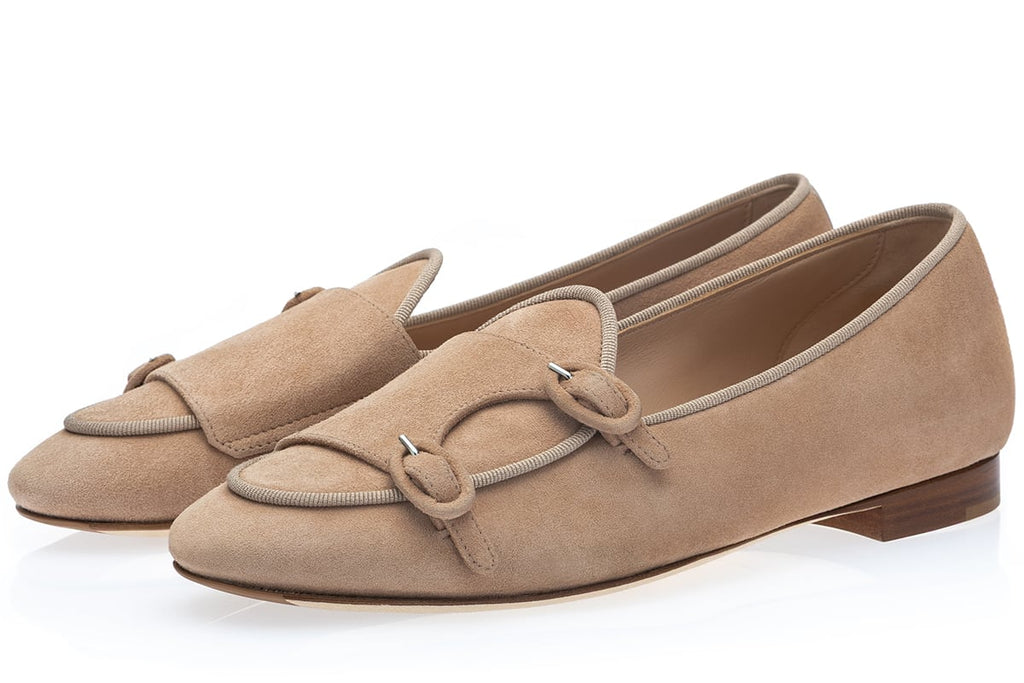 TANGERINE 7 W SUEDE BEIGE BELGIAN LOAFERS WOMAN