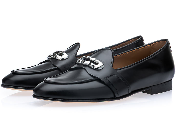 TANGERINE 9.2 NAPPA BLACK BELGIAN LOAFERS