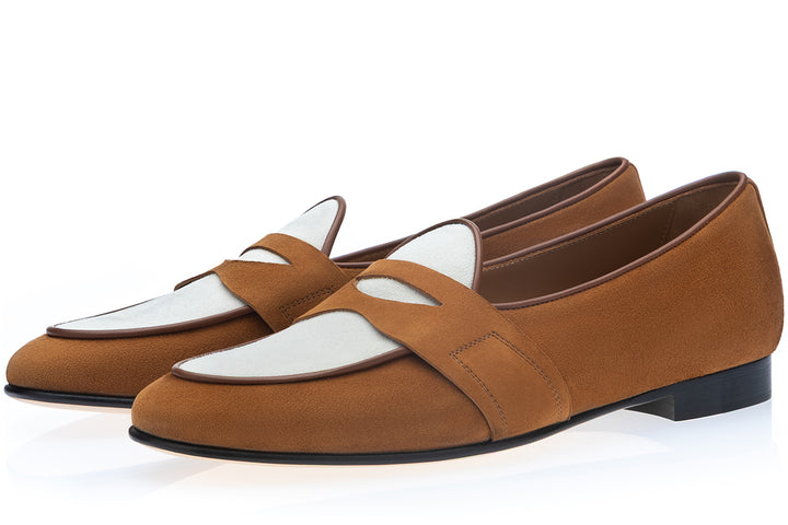 TANGERINE 9.3 VELUKID COGNAC BELGIAN LOAFERS