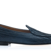 TANGERINE INTRECCIATO NAVY BELGIAN LOAFERS | Image 3