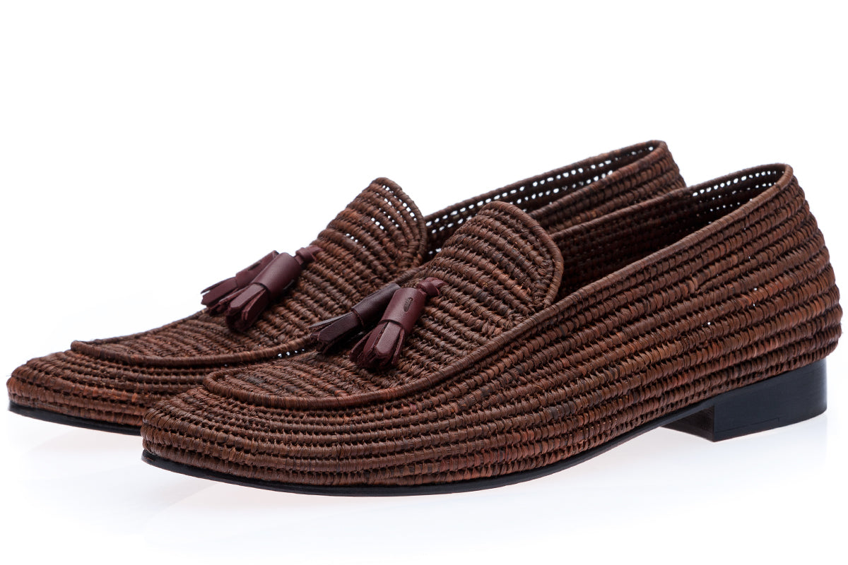 MELILLA RAFIA BROWN LOAFERS Loafers Superglamourous