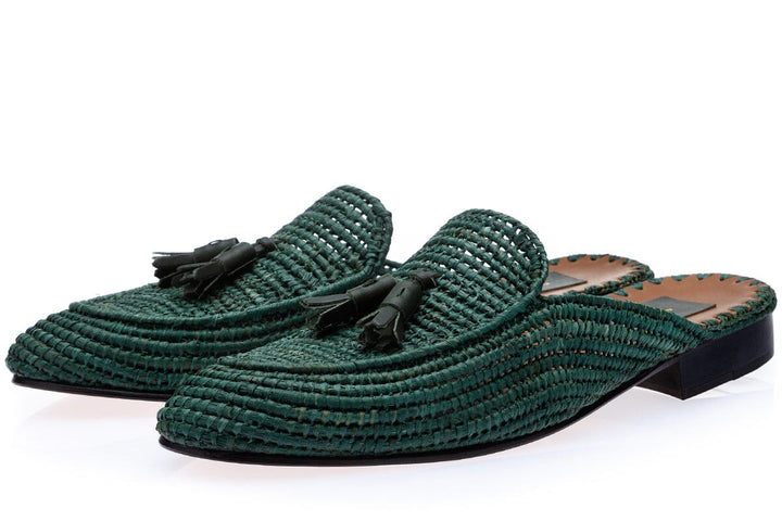 MELILLA RAFIA GREEN MULES Mules Superglamourous
