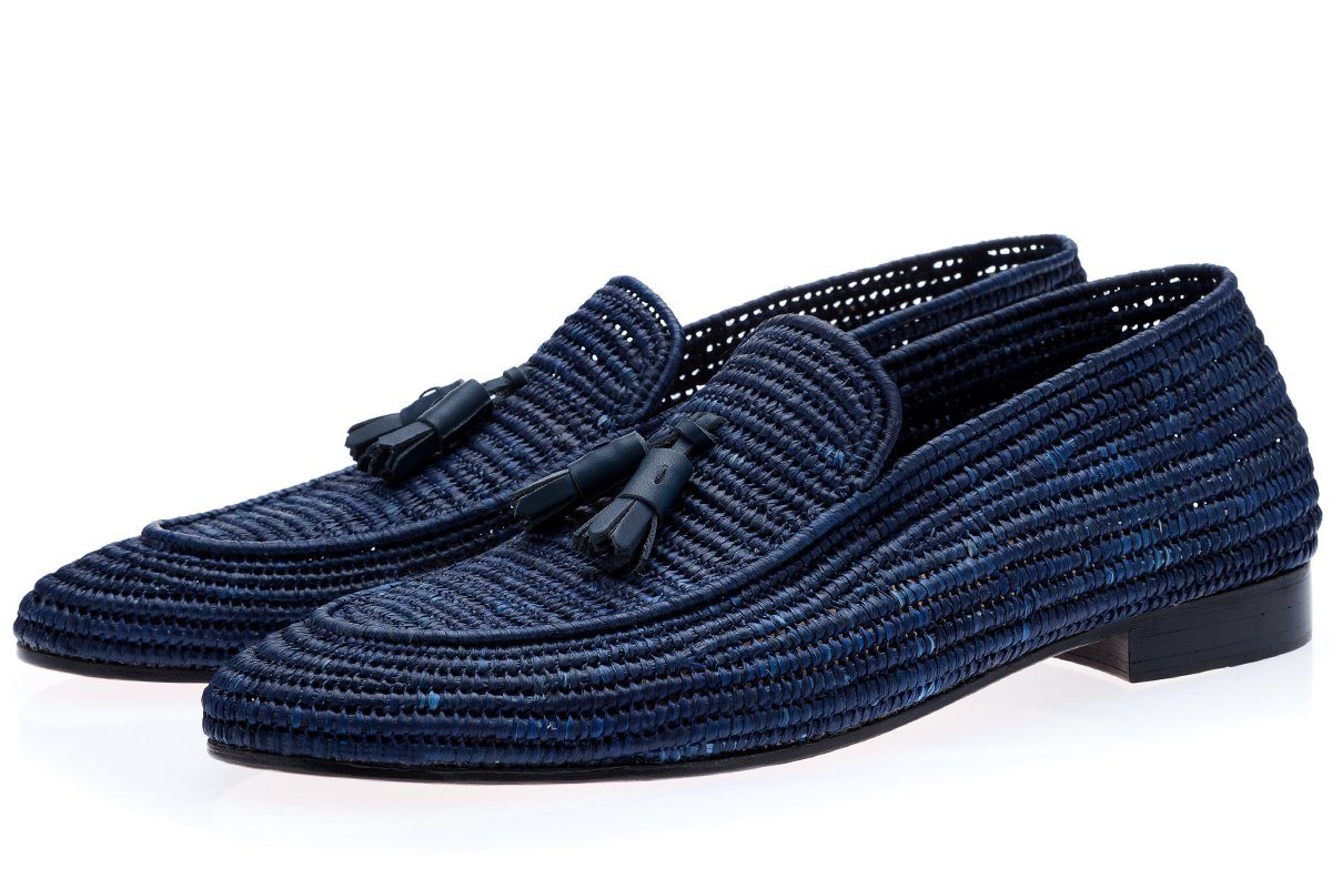 MELILLA RAFIA NAVY LOAFERS Loafers Superglamourous