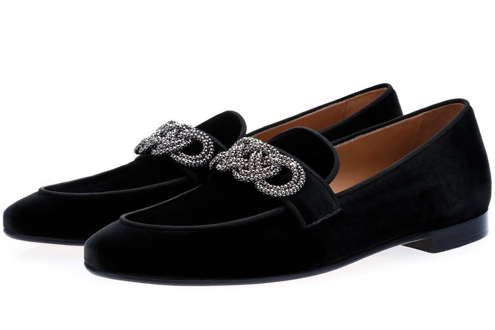 MOROSINO VELOUR BLACK SLIPPERS Slippers Superglamourous