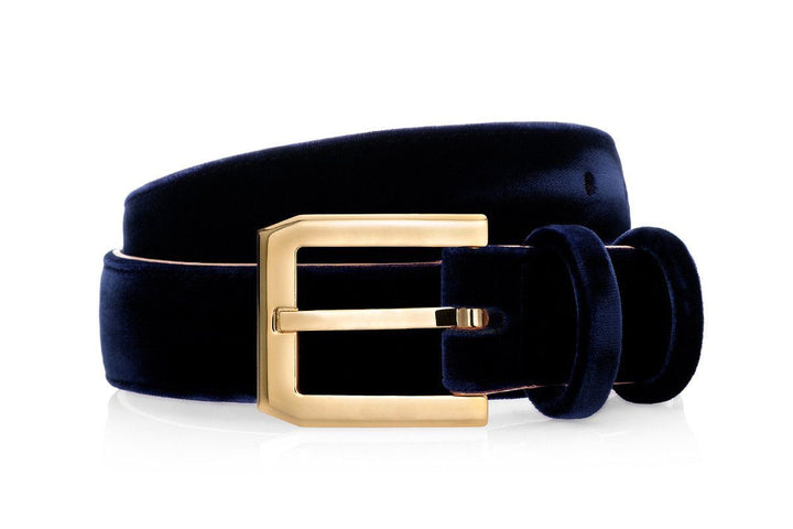 CREVEL VELOUR NAVY BELT Belts Superglamourous