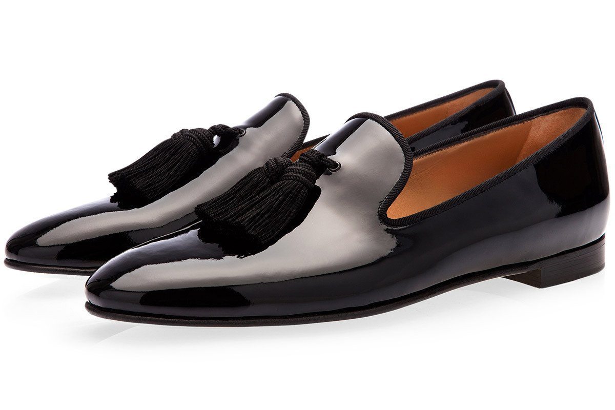 Mens Black Patent Leather Moccasin Shoes at Rs 2480/pair | Men Leather Shoes  in New Delhi | ID: 23533345488