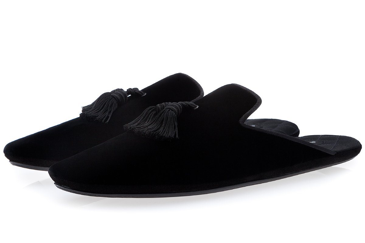 LOUIS VELOUR BLACK LOUNGE-SLIPPERS Lounge-Slippers Superglamourous