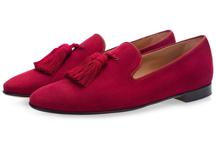LOUIS VELUKID BURGUNDY SLIPPERS Hidden Superglamourous