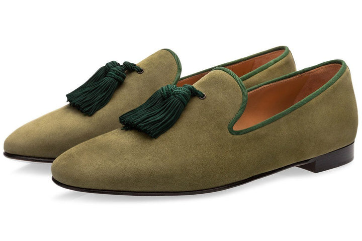 LOUIS VELUKID SAGE SLIPPERS Private Sale Superglamourous