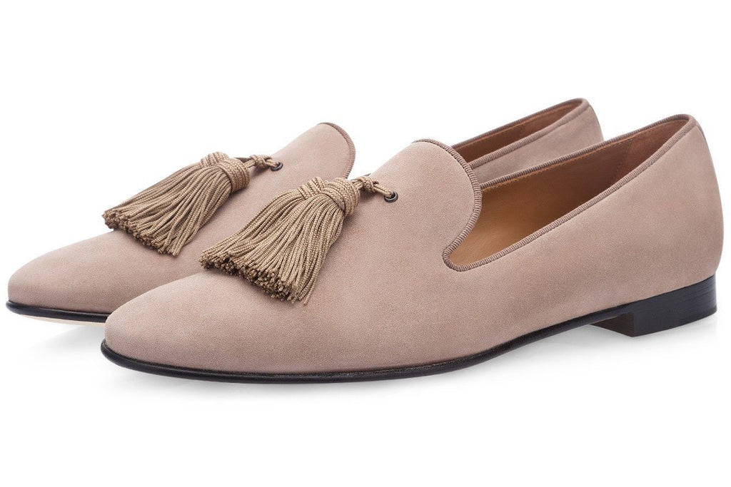 LOUIS VELUKID TAUPE SLIPPERS Private Sale Superglamourous