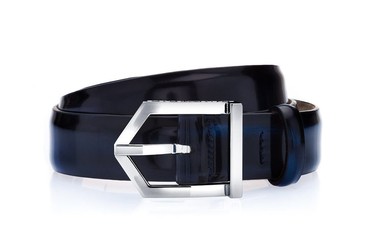 ODILON BRUSHED NAVY BELT Belts Superglamourous
