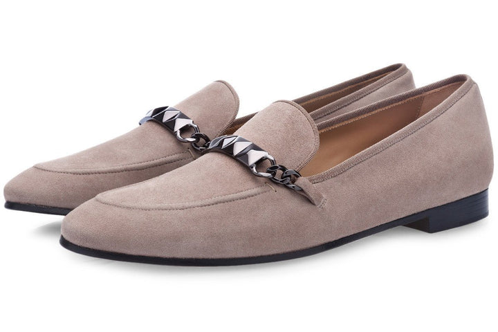 SELMAN VELUKID TAUPE LOAFERS Hidden Superglamourous