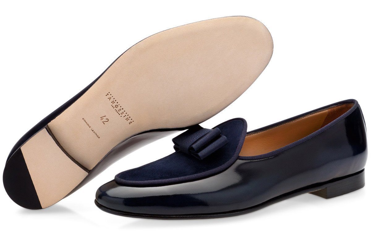 TANGERINE 3 BRUSHED NAVY BELGIAN LOAFERS – SUPERGLAMOUROUS display picture 3