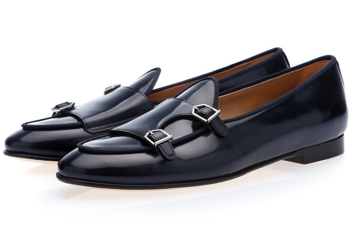 TANGERINE 7 BRUSHED NAVY BELGIAN LOAFERS Belgian Loafers Superglamourous