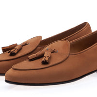 TANGERINE 2 NABUK TOBACCO BELGIAN LOAFERS Belgian Loafers Superglamourous | Image 1