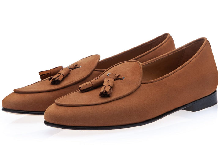 TANGERINE 2 NABUK TOBACCO BELGIAN LOAFERS Belgian Loafers Superglamourous