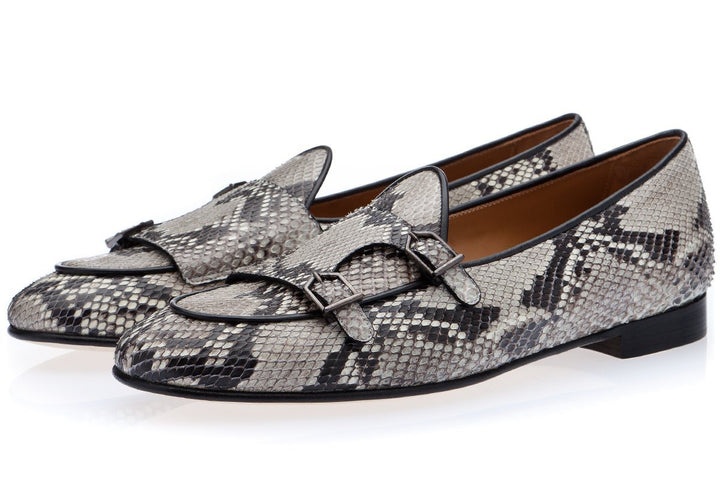 TANGERINE 7 PYTHON STONE BELGIAN LOAFERS Belgian Loafers Superglamourous