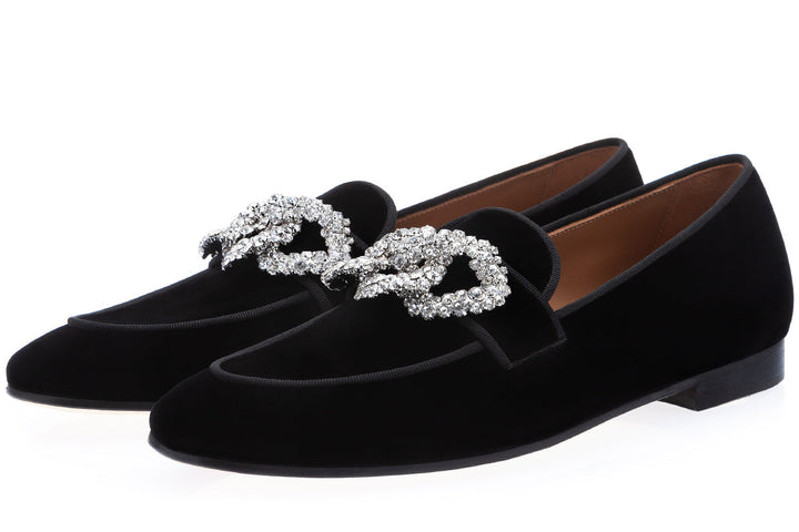 VENETIA VELOUR BLACK SLIPPERS Slippers Superglamourous